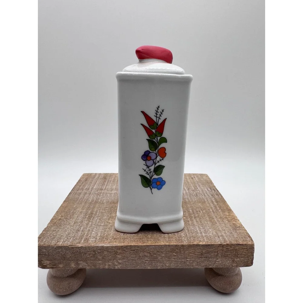 Kalocsa Hungary Handpainted Porcelain Paprika Spice Jar Lid Red Pepper Finial